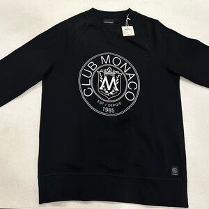 Club Monaco Black Crewneck Sweater with Logo